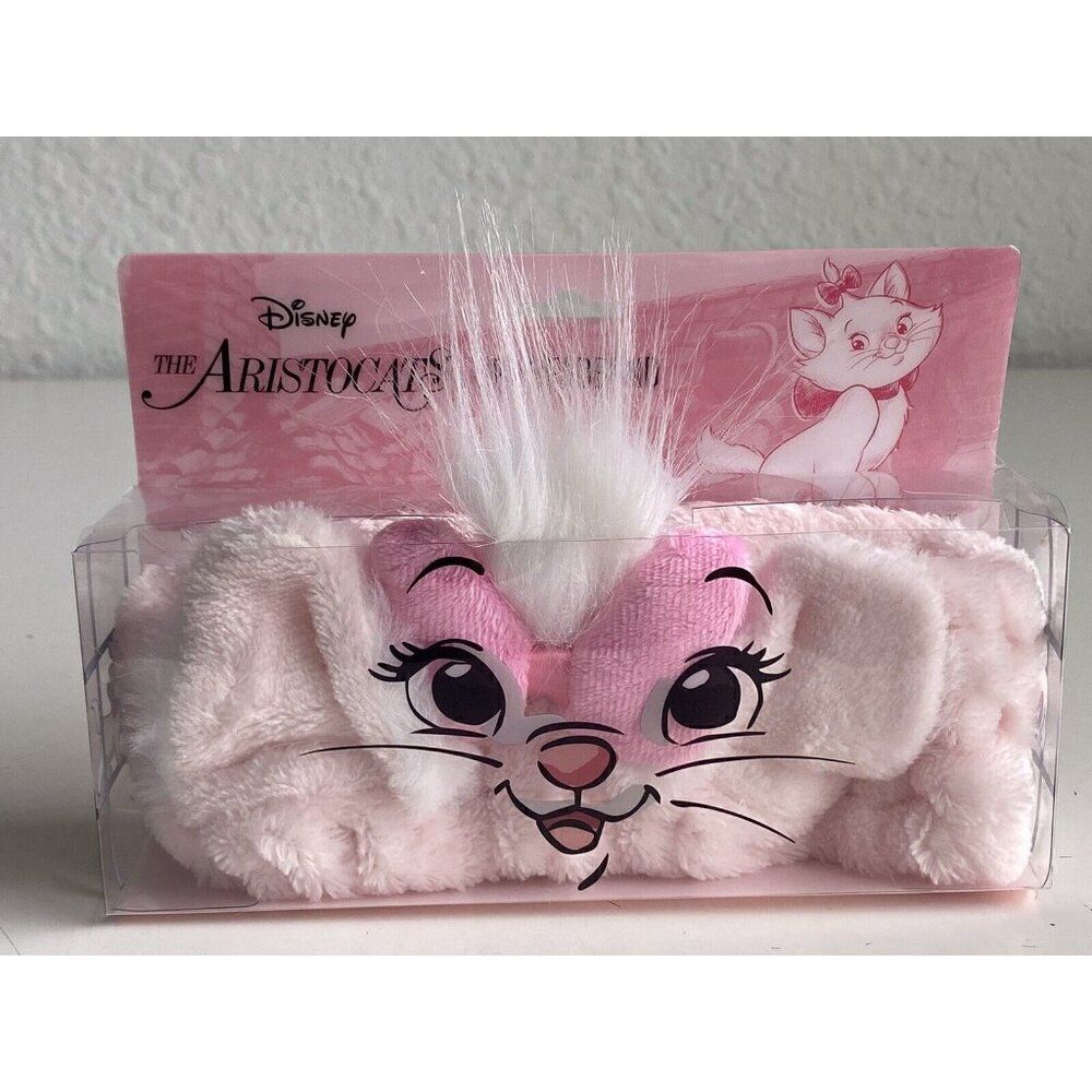 Disney's The Aristocats Marie Fluffy Spa Headband Pink White Cat Ears Bow NEW